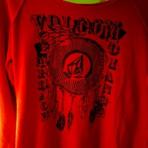 Red off shoulder sweatshirt